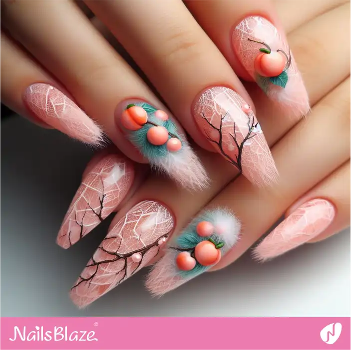 Peach Fuzz Crackle Nail Art| Color of the Year 2024 - NB-D-171