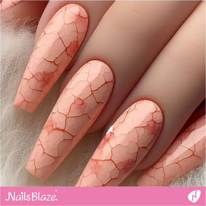 Long Crackle Peach Fuzz Nails| Color of the Year 2024 - NB-D-173