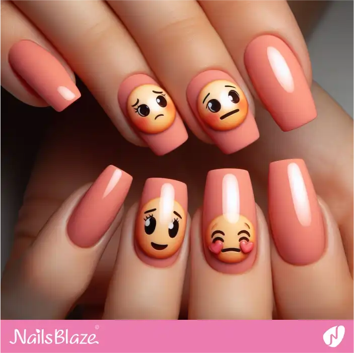 Peach Fuzz Emoji Nails| Color of the Year 2024 - NB-D-176