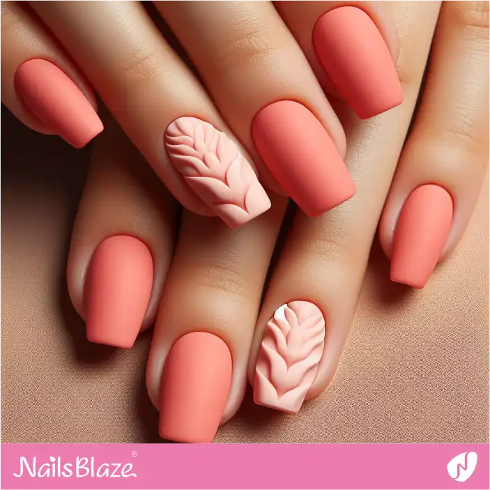 Matte Textured Peach Fuzz Nails| Color of the Year 2024 - NB-D-177