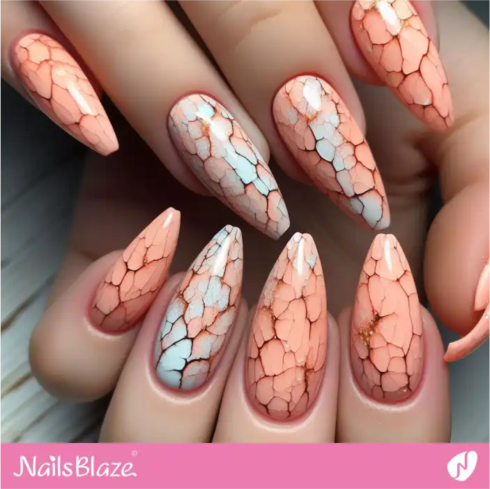 Crackle Peach Fuzz with White Nails | Color of the Year 2024 - NB-D-181