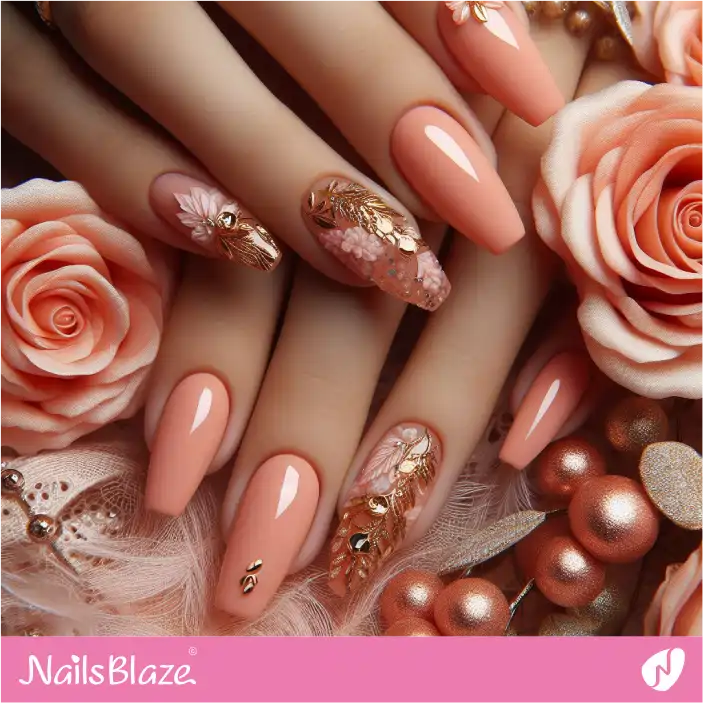 Peach Fuzz Classic Nail Design | Color of the Year 2024 - NB-D-187