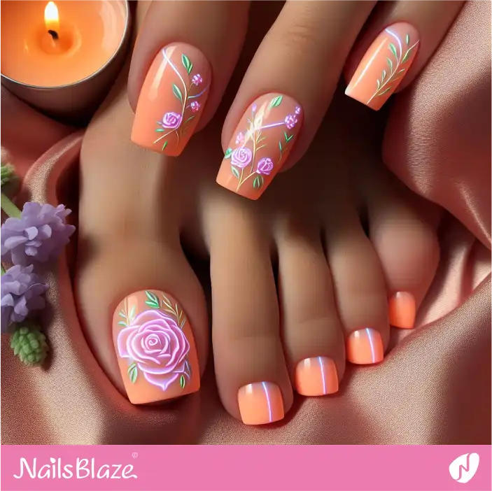 Peach Fuzz Pastel Neon Toenail Design | Color of the Year 2024 - NB-D-191