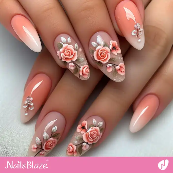 Peach Fuzz Ombre Nail Design | Color of the Year 2024 - NB-D-192