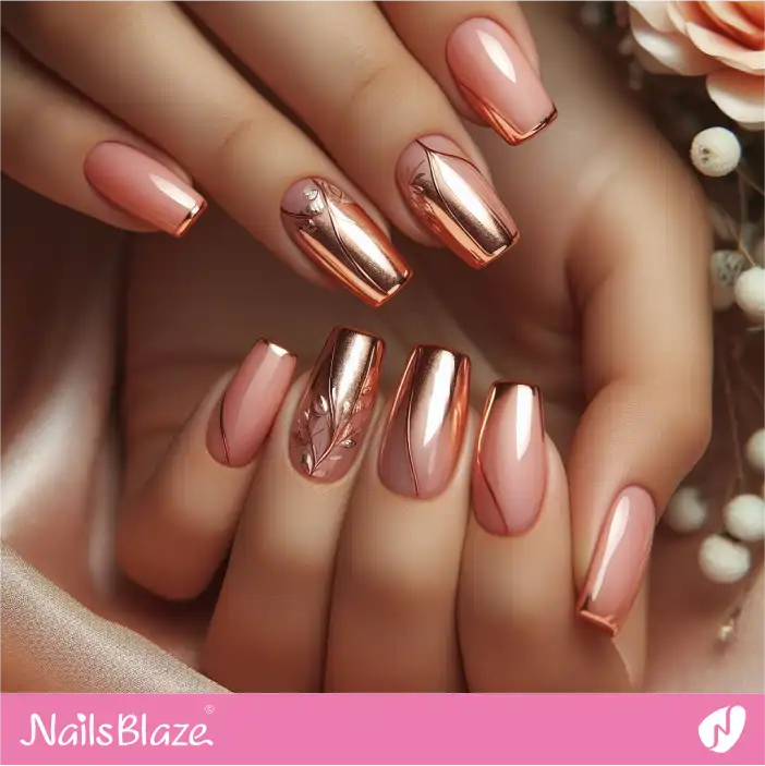 Peach Fuzz Chrome Ombre Nail Art | Color of the Year 2024 - NB-D-198