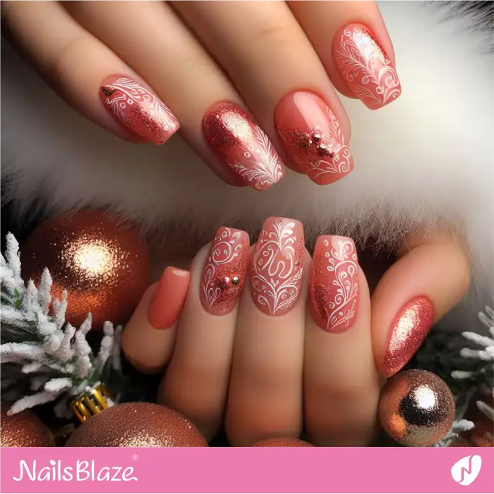 Peach Fuzz Filigree Nail Art | Color of the Year 2024 - NB-D-202