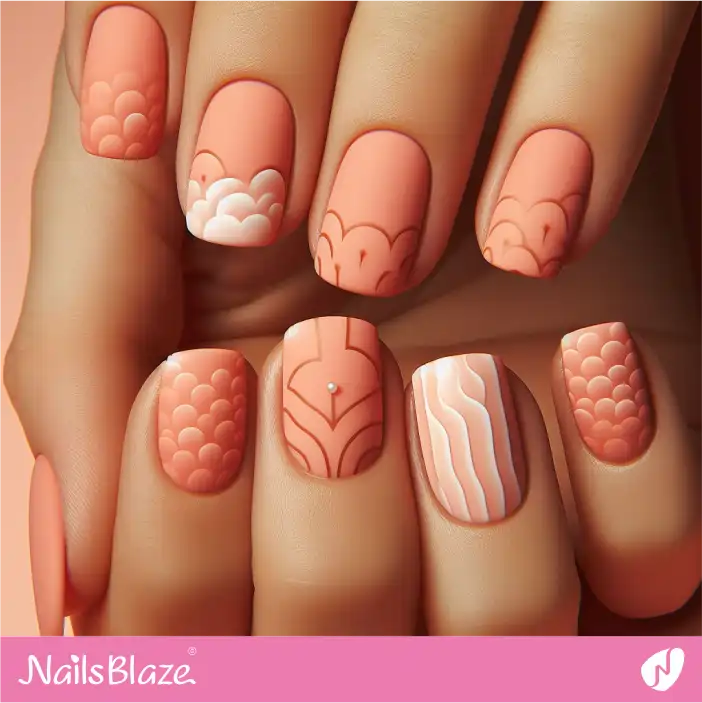 Matte Peach Fuzz Textured Nail Art | Color of the Year 2024 - NB-D-203