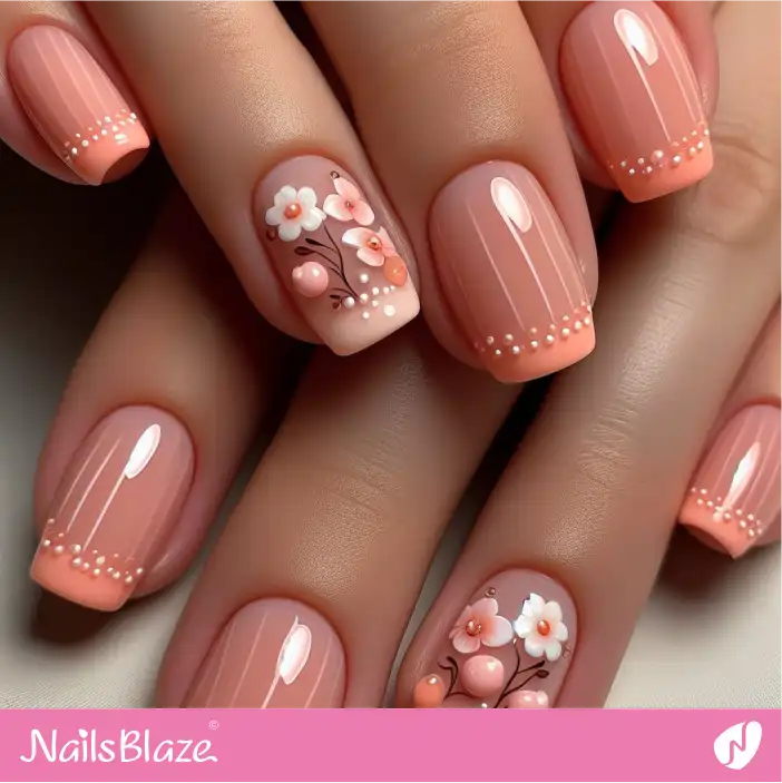 Peach Fuzz French Pearl Nails | Color of the Year 2024 - NB-D-206