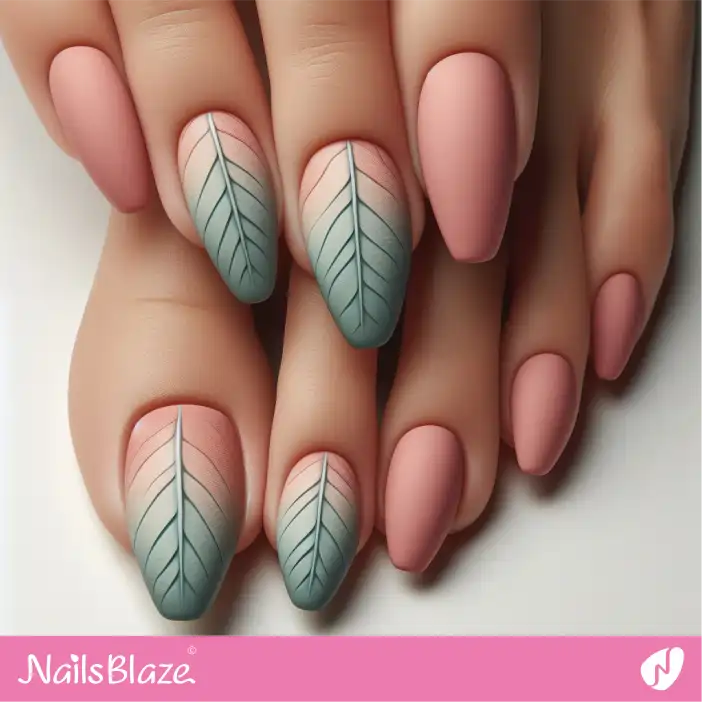Matte Peach Fuzz Leaf Nails | Color of the Year 2024 - NB-D-207