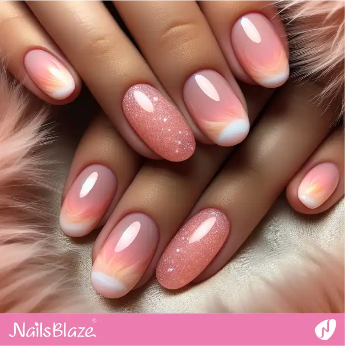 Glossy Peach Fuzz Nail Design | Color of the Year 2024 - NB-D-210