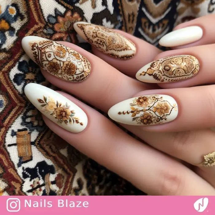 Floral Retro Baluch Nails | Persian | Tribal - NB914