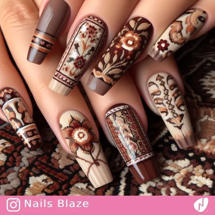 Vintage Floral Baluch Nails | Persian | Tribal - NB919