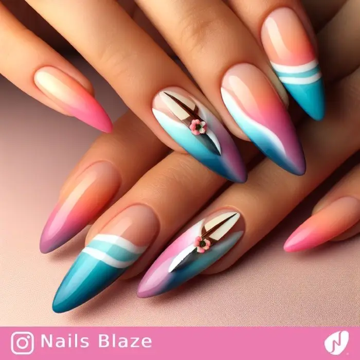 Surfing Ombre Nails | Sport | Travel and Tourism - NB950