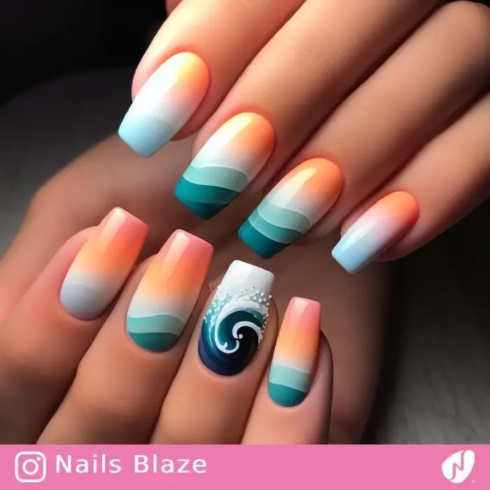 Gradient Surfing Nails | Sport | Travel and Tourism - NB954