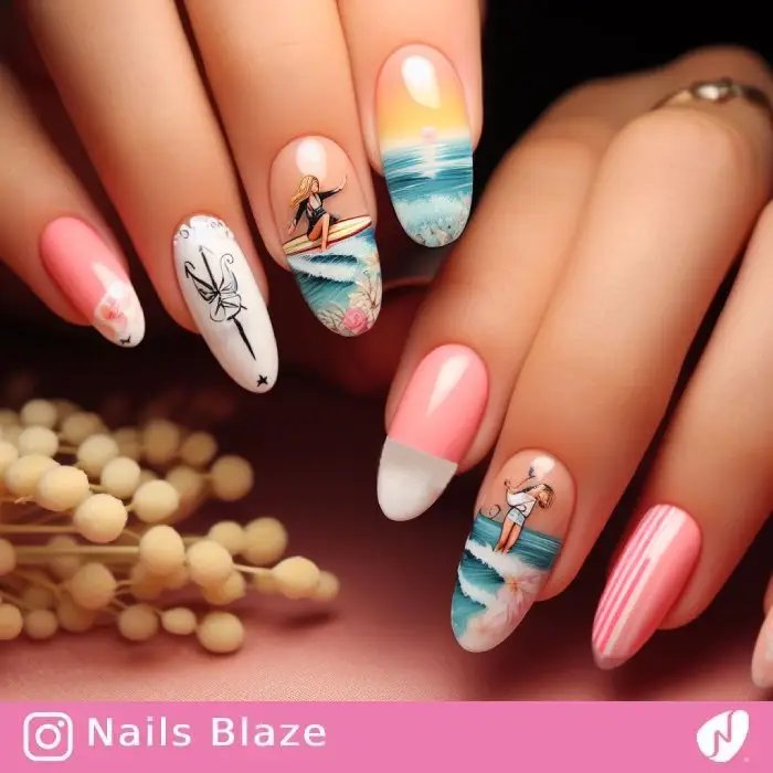 Surfer Girls Nail Design | Sport | Travel and Tourism - NB956
