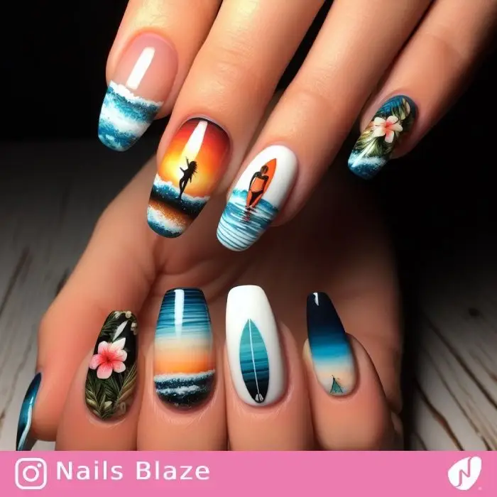 Female Surfers Nail Design | Sport | Travel and Tourism - NB959