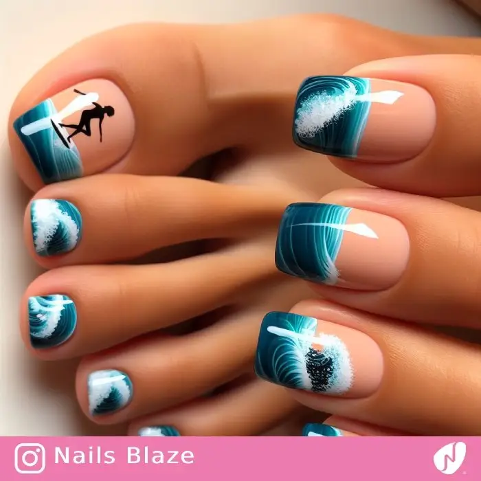 Silhouette Surfer Nail Art | Sport | Travel and Tourism - NB961