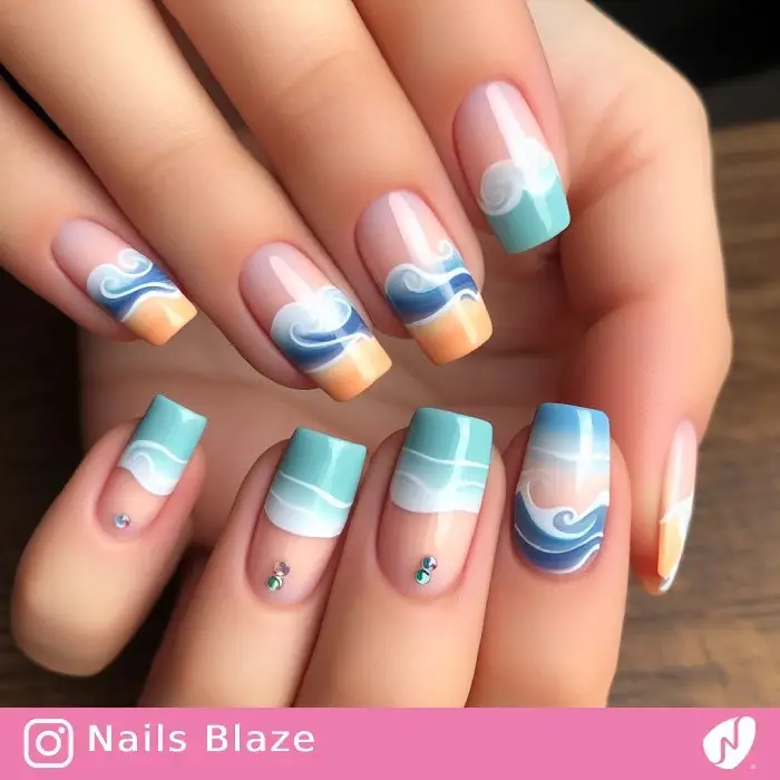 Wave Surfing Nail Art | Sport | Travel and Tourism - NB963