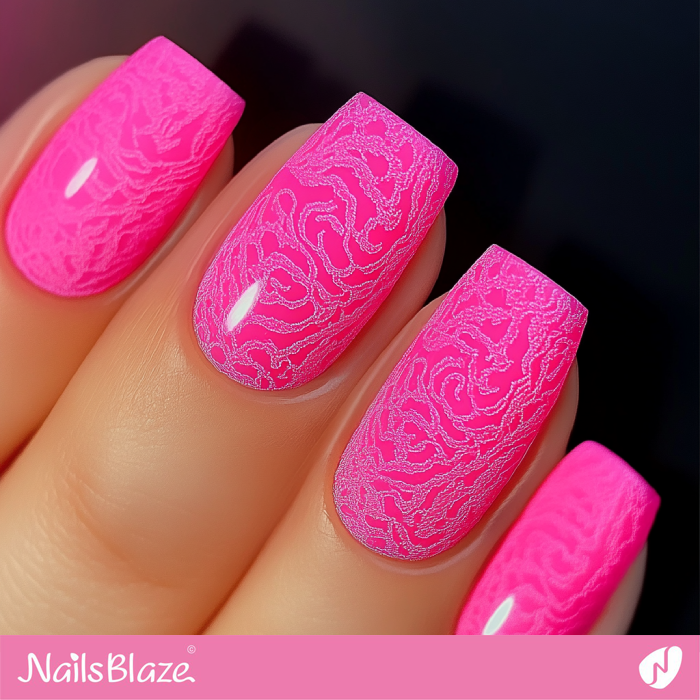 Abstract Design for Short Hot Pink Nails | Hot Pink Nails Design- NB7621