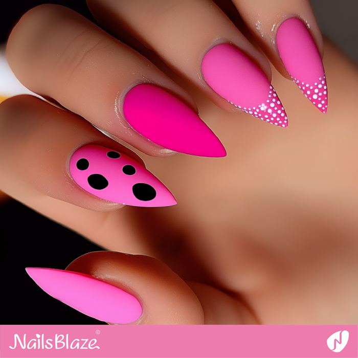 Dot Design for Matte Hot Pink Nails | Hot Pink Nail Design- NB7610