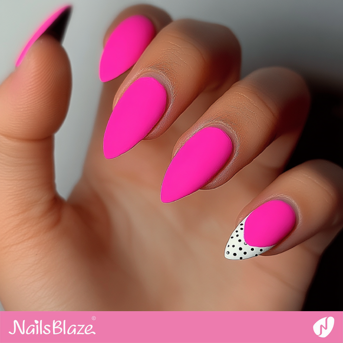 Matte Hot Pink Nails with a French Accent | Hot Pink Nails- NB7614