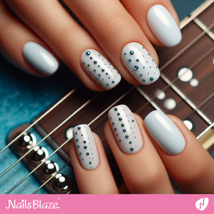 3D Blue Dots for White Nails Design | Dot Nails - NB4963