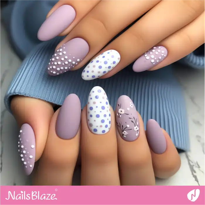 Pastel Purple Nails with Dots | Dot Nails - NB4492