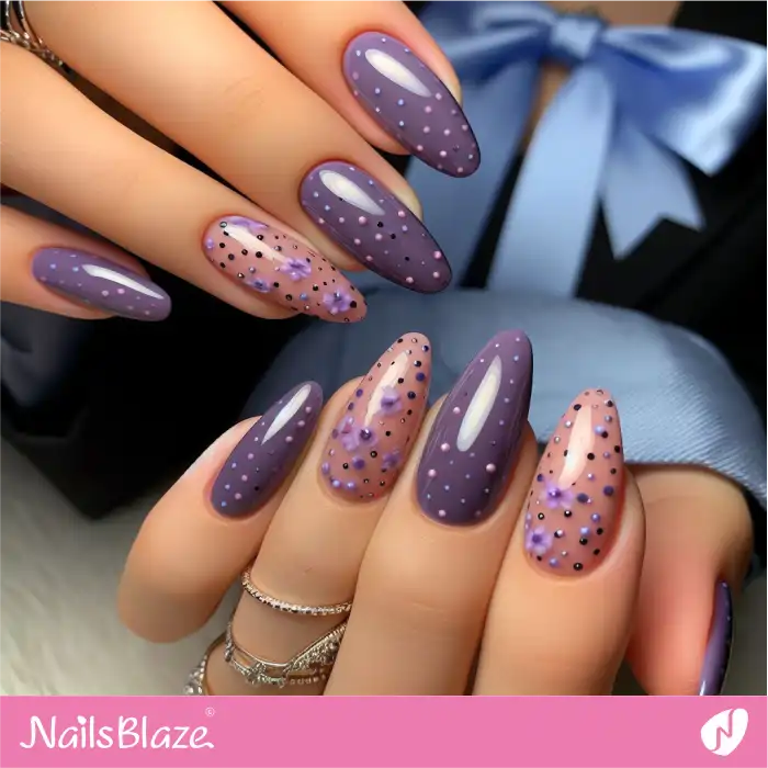 Polka Dots for Glossy Purple Nails | Dot Nails - NB4494