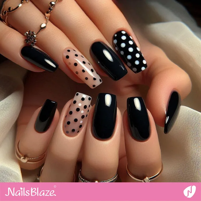 Black and White Polka Dots Nails Design | Dot Nails - NB4444