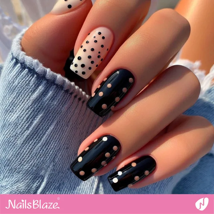 Classy Black and White Nails | Dot Nails - NB4445