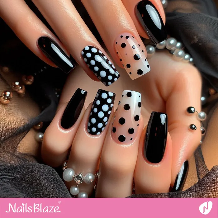 Black and White Dots on Nails | Dot Nails - NB4446