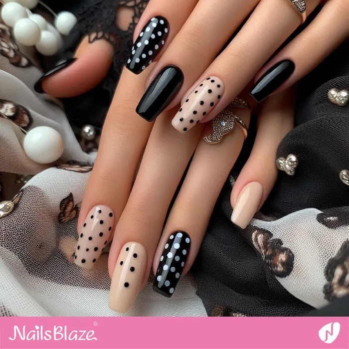 Long Nails with Dots | Dot Nails - NB4451