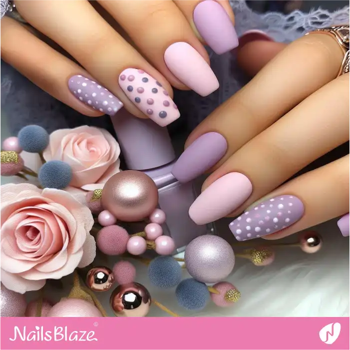 Purple Nails with Dots | Dot Nails - NB4467