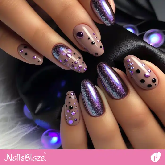 Shimmery Purple Nails with 3D Dots | Dot Nails - NB4468