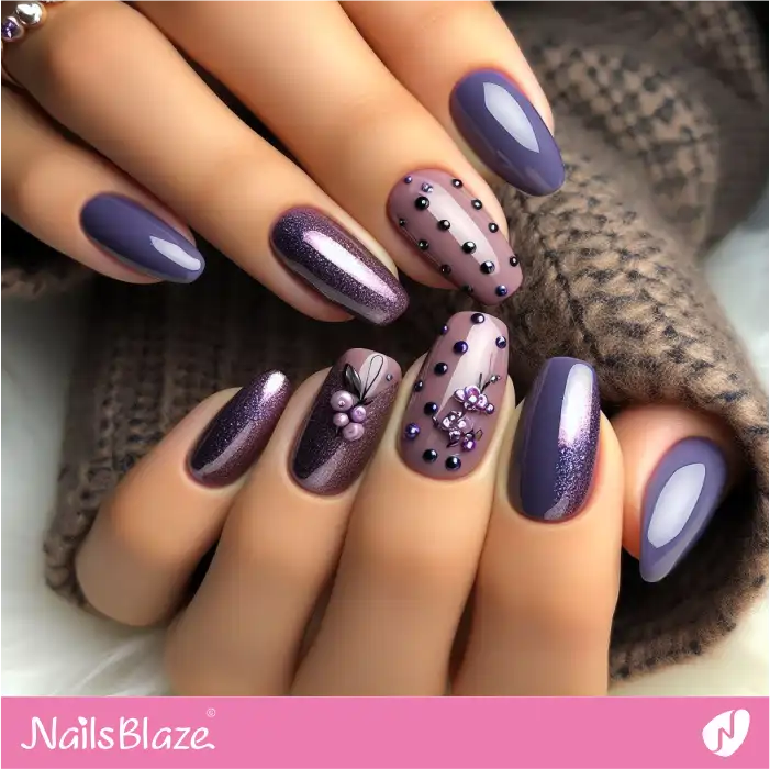 Purple Nails 3D Design | Dot Nails - NB4470