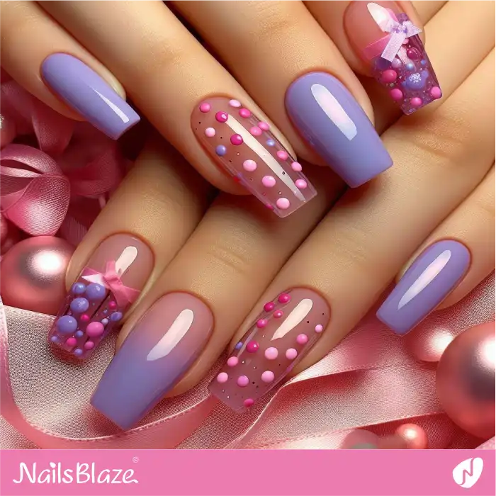 Purple and Pink Dots on Nails | Dot Nails - NB4471