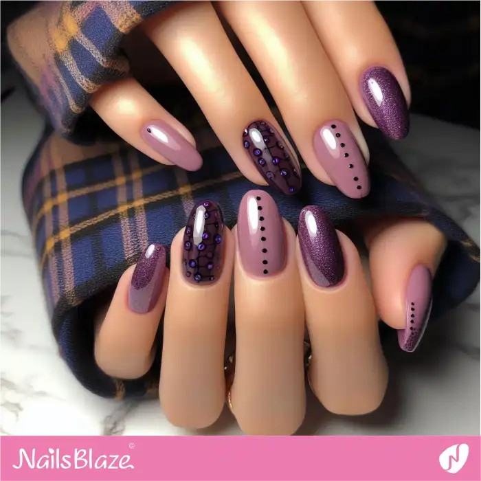 Shimmer and Dot Design for Purple Nails | Dot Nails - NB4472