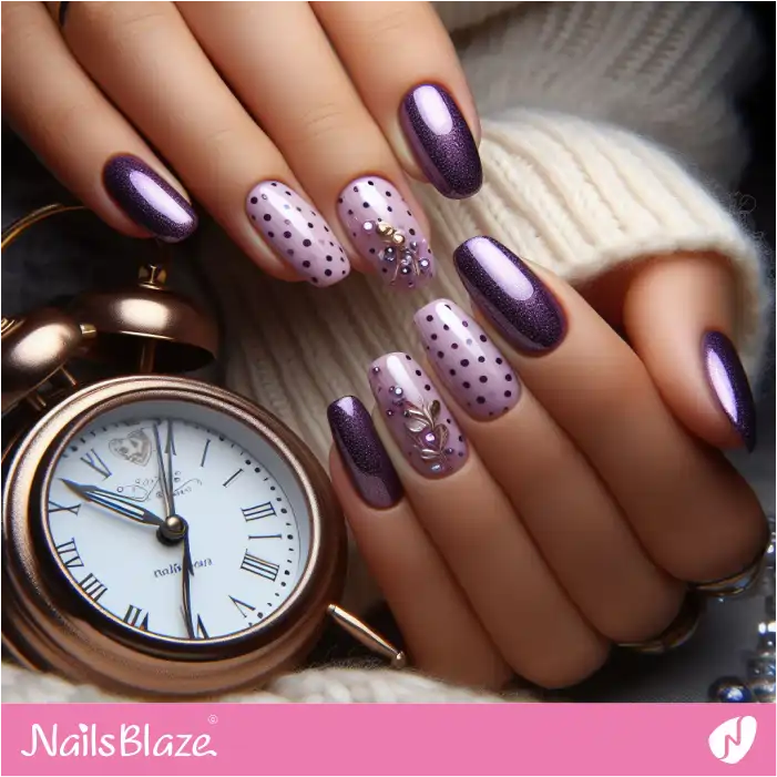 Purple Polka Dot Nails Design | Dot Nails - NB4473