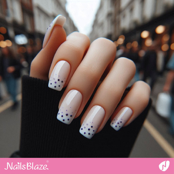 White Nails Polka Dot Tips Design | Dot Nails - NB4985