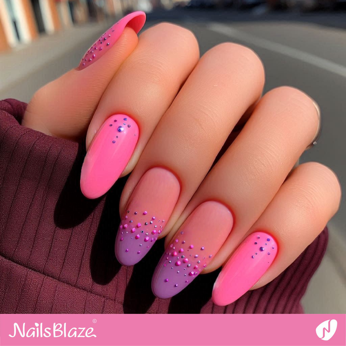 Pink and Purple Polka Dot Nails | Dot Nails - NB4987