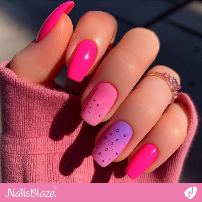 Pink and Purple Nails Design | Dot Nails - NB4991