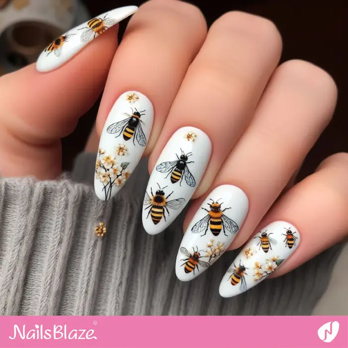 Bees and Flowers Nail Art | Pollinators Nails - NB3053