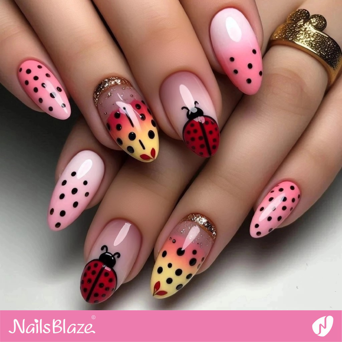 Ladybug Accents for Polka Dot Nails | Ladybug Nails- NB8265