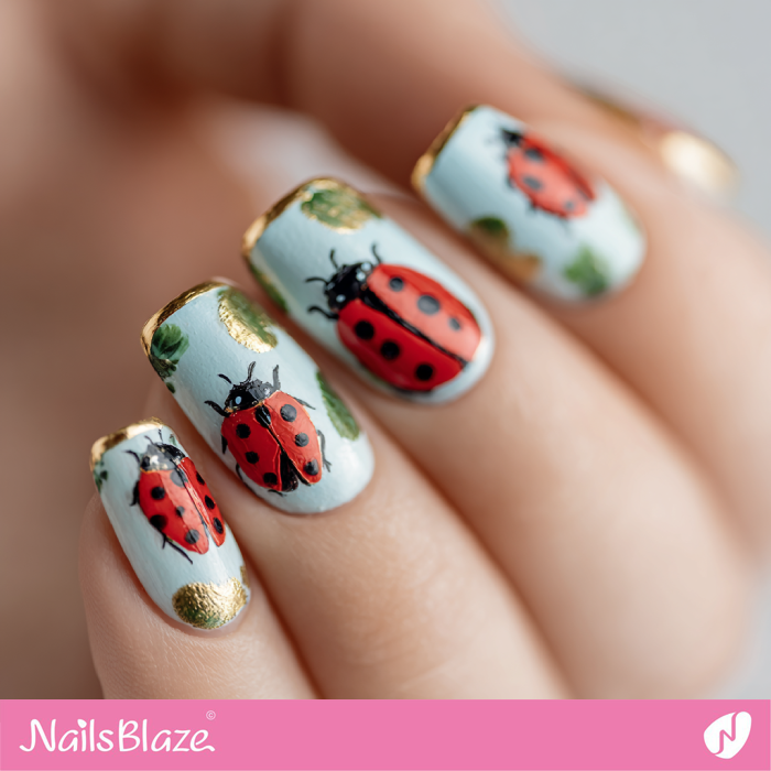 Ladybug Design for French Manicure | Ladybug Nails- NB8340
