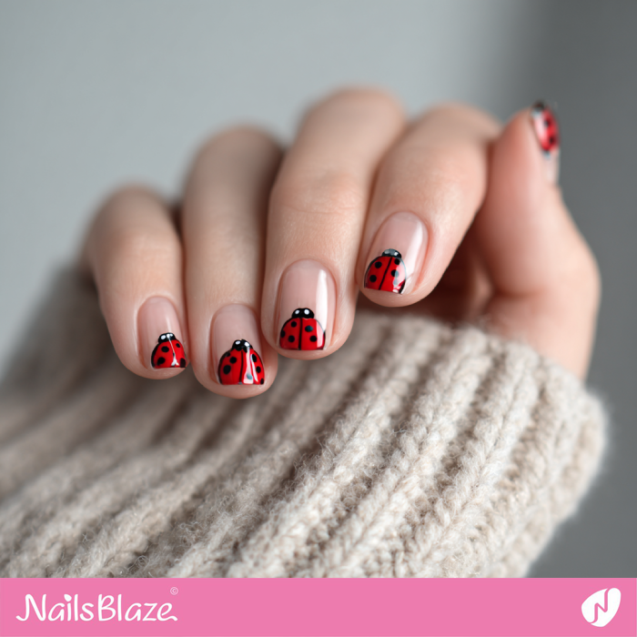 Tiny Ladybugs for Nude Nails | Ladybug Nails- NB8341