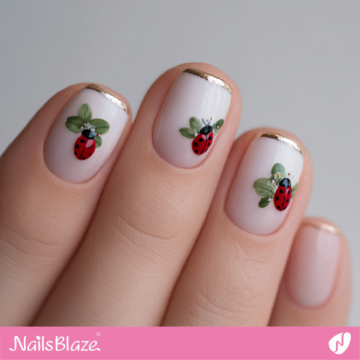 Ladybug Design for Micro French Nails | Ladybug Nails- NB8355