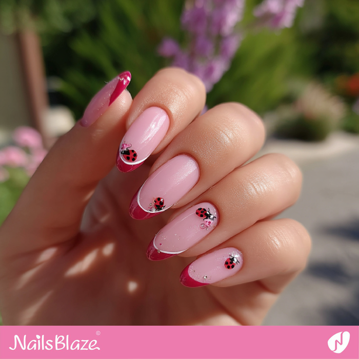Tiny Ladybug Design for French Nails | Ladybug Nails- NB8260