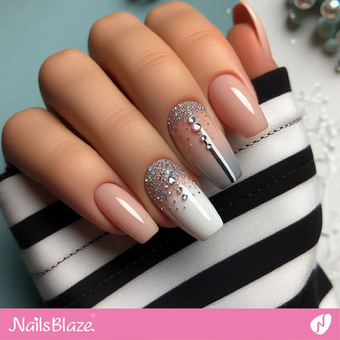 Ombre Nails Rhinestone Design | Embellished Nails - NB4917