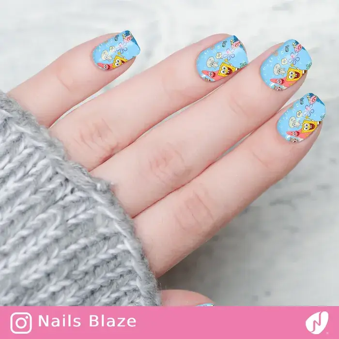 Lilo and Stitch and Smurf Nail Art Stickers, Cartoon Nail Stickers