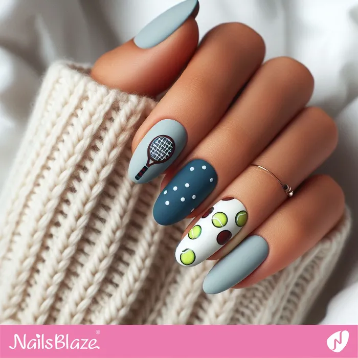 Tennis Theme Blue Nails | Sports Nails - NB3306